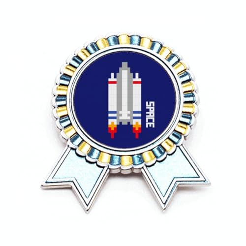 Broche fusée spatiale pixel en métal pour personnaliser un sac
