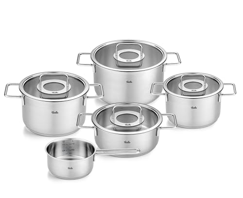 Fissler Pure Collection Stainless Steel 9 piece Set with Glass Lids