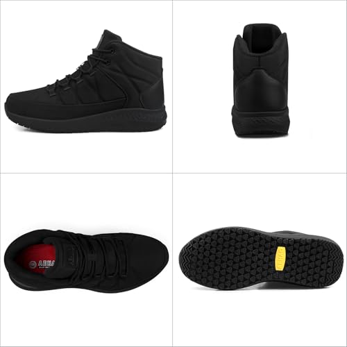 Image of Non Slip Work Boots for Men Slip Resistant Shoes for Chef Kitchen Restaurant Food Service Working Waterproof Ankle Boot Cotton-Padded Outdoor Walking Sneakers