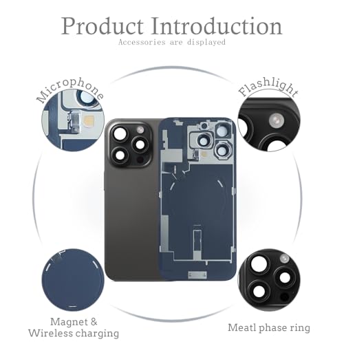 Back Glass Replacement for iPhone 16 Pro Max(6.9 inches,Black Titanium) Integrated Glass & Wireless Charging Repair Tools are Included