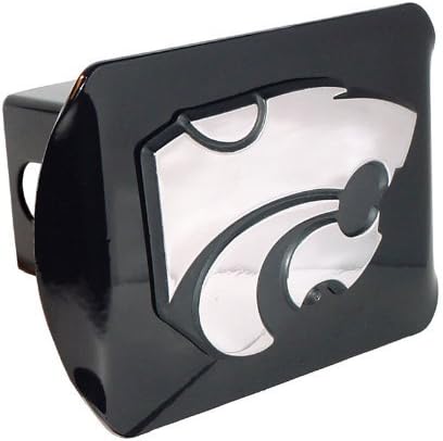 Kansas State Wildcats"Black with Chrome Powercat Emblem" Metal Trailer Hitch Cover Fits 2 Inch Auto Car Truck Receiver with NCAA College Sports Logo