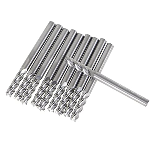 Image of 4 Flute Carbide End Mill 1 /2 Inch Cutting Length x 1-1 /2 Inch Overall Length x 1 /8 Inch Stem Diameter Suitable for Aluminum Cutting Non-Ferrous Metals Up Cutting 10 pcs