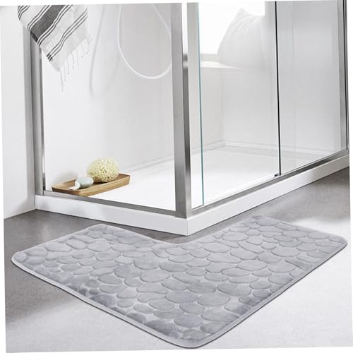 Comebachome L-Shape Bath Mat, 80x80cm Pebble Textured Non-Slip Soft Corner Rug, Water Absorben Bath Rugs for Square Shower, Tub, Bath Room