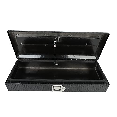 Vowagh 34.5"X12.75"X6.38" Black Heavy Duty Aluminum Pickup Truck Bed 5 Bar Tread Pattern Truck Tool Box, Under Truck Storage Trailer Tongue Box With Lock And Key For Truck, Rv Trailer, Atv #TOP2