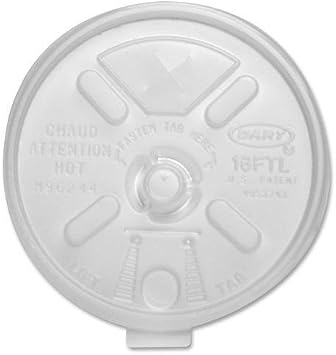 Dart Container 16FTLS Lids, for Foam Cups, Fold Tab/Straw DRC16FTLS