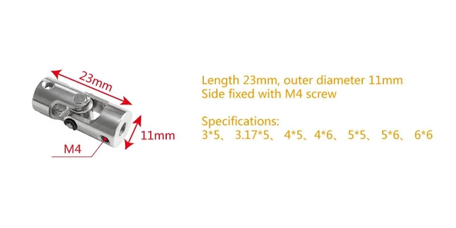 Length 23mm Width 11mm Universal Shaft Coupling Model Coupler Joint Steel Connector 1Pcs(4mm-5mm)