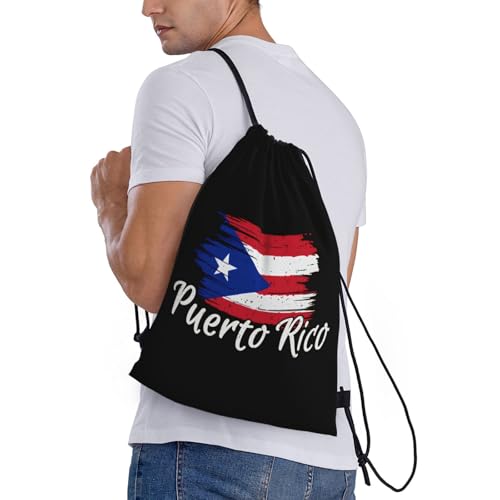 ASYG Cute Puerto Rico Flag Drawstring Backpack Sports Sackpack Gym Bags With Adjustable for Men Women2