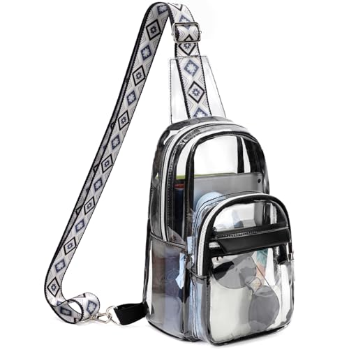 Clear Sling Bag for Women Stadium Approved Transparent Bags Crossbody Casual Chest Shoulder Bag Clear Purse for Concert Sport