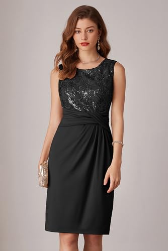 GRACE KARIN Women's Sequin Dress Two Piece Mother of The Bride Dresses with Jacket Lace Formal Wedding Guest Dress4