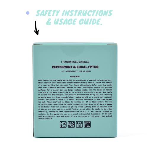 Peppermint & Eucalyptus, Premium Scented Candles, Non Toxic, 46H Burn, 8.1Oz Soy Wax, Aromatherapy, Strong And Long Lasting Jar Candle For Home, Gifts For Women And Men, Spring Candle, Velas Aromatica #TOP6