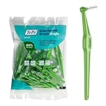 TePe Interdental Brush Angle, Angled Dental Brush for Teeth Cleaning, Pack of 25, 0.8 mm, Large Gaps, Green, Size 5
