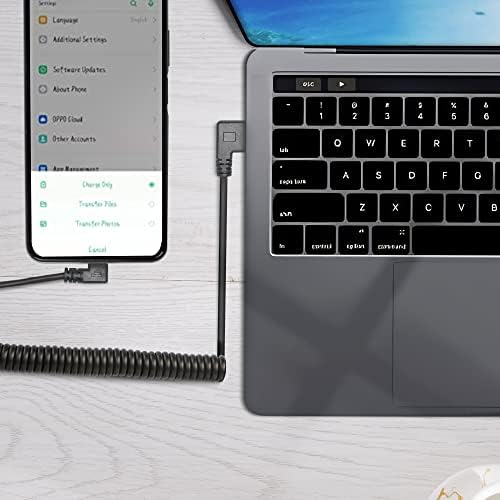 RIIEYOCA Mini USB Coiled Cable,Right Angle Mini USB Male to Left Angle USB A Male Sync & Charging Spring Spiral Cord for Mini USB Devices(1.54ft to 3.94ft)
