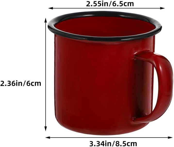 Generic Enamel Camping Mug Set of 4 Retro Enamel Drinking Cup for Coffee Tea Water Home Office Picnic and Outdoor Use 3.34 X 2.55 X 2.36 in
