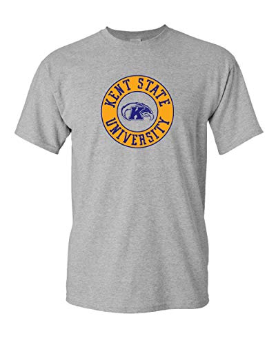 Kent State University Circle Two Color Unisex Short Sleeve T-Shirt (Sport Grey, Medium) - Kent State Golden Flashes Apparel