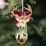 Deer Christmas Ornaments 2025, Hunting Ornaments for Christmas Tree - Wooden Hunting Ornament, Deer Gifts for Hunters, Outdoor Lovers, Men, Women (Deer)