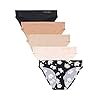 Vince Camuto Women's Underwear - 5 Pack Seamless Microfiber Bikini Briefs (S-XL), Size Medium, Black Floral/Ballet/Tan/Chai/Black