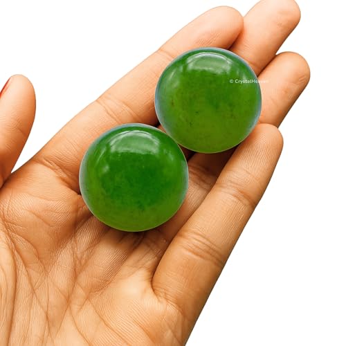Image of Certified Green Aventurine Crystal Ball for Meditation - Premium Crystal Vastu Items for Home and Feng Shui Items for Good Luck - Ideal for Pooja Supplies and Spiritual Practices (1 Inch)