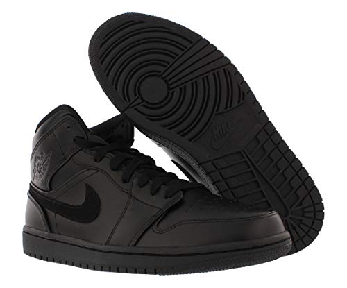 Nike Herren Jordan AJ 1 Mid Leder Freizeitschuhe, Schwarz (schwarz), 45.5 EU