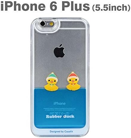 Floating Rubber Duckies in Blue Water Cute Plastic Hard Clear Cover Hard Case for iPhone 6 Plus (Couple/Hat)