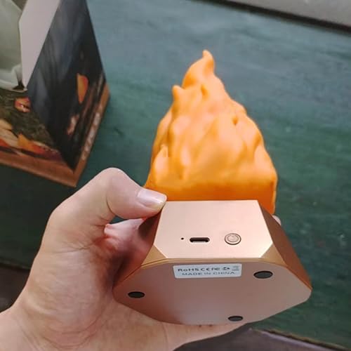 Lámpara portátil USB C metálica con efecto parpadeo de luz para camping y decoración nocturna 8