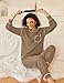Ekouaer Womens Pajamas Set Waffle Knit Long Sleeve Lounge Set 2 Piece Pj Loungewear Sleepwear Khaki S