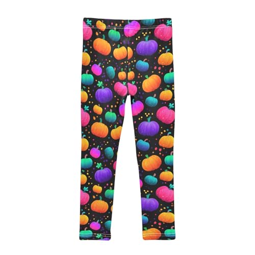 Girls' Athletic Leggings Ankle Length Yoga Dance Pants Kids Teen 4T Colorful Pumpkins Polka Dots2