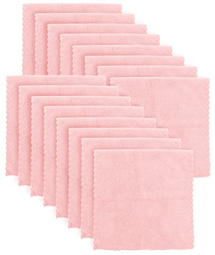 BAMBOO QUEEN Super Soft Burp Cloths 16 Pack - Thick - Extra Absorbent - Perfect Size Large 20" by 10" - Light and Easy to Carry - Milk Spit Up Rags - Burpy Cloths for Unisex, Boy, Girl - Pink