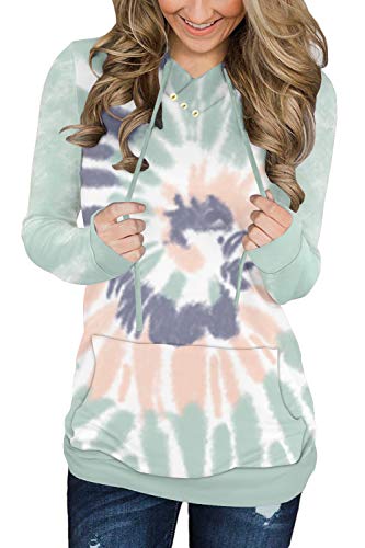 KISSMODA Women's Lightweight Color Block Hooded Sweatshirts with Drawstring Hoodies Pullover