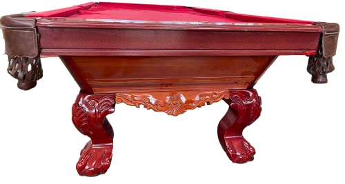 8 Ft.. Billardtisch Tunierpoolbillard Poolbillard Modell Winston Nr.8 Farbe: Kirschbaum Tuch Rot Pool Billard mit 3cm starken Schieferplatten Maß:254x142cm – Bild 3