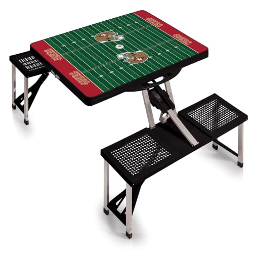 Image of Picnic TIME NFL Football Field Folding Picnic Table, Camping Table, Outdoor Table with Umbrella Hole