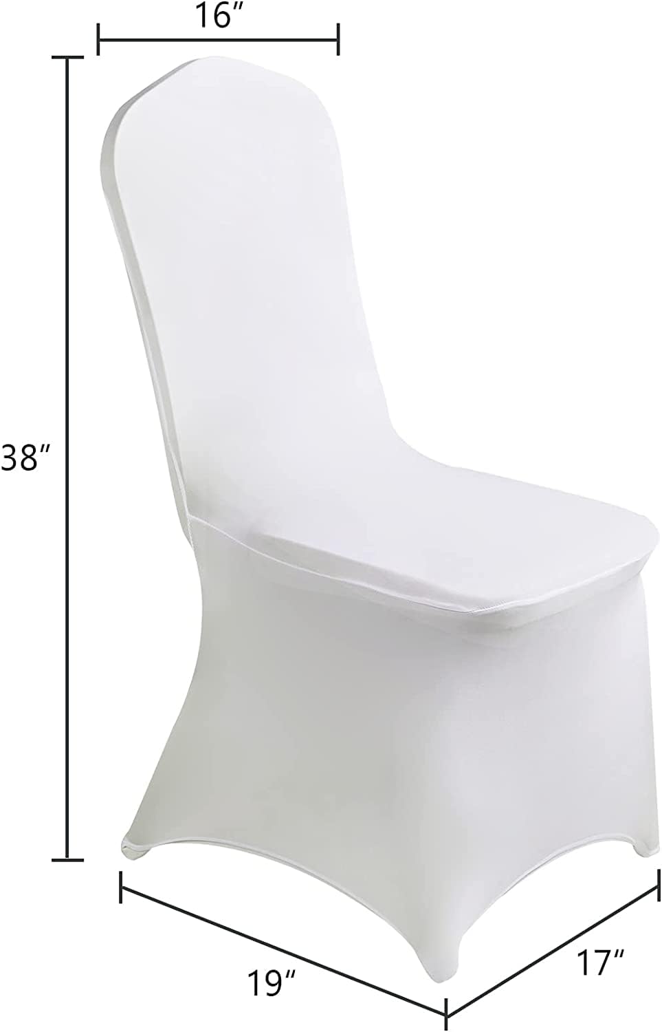 MDS Pack of 10 PCS White Spandex Dining Room Chair Covers Stretch Slipcovers for Wedding Party Dining Banquet Living Room Universal Stretch Flat-Front Slipcovers- White