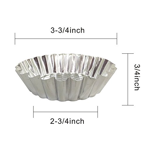 Set Of 30, Mystar 3-3/4" Fluted Design Round Shape Non-Stick Aluminum Tart Mold, Mini Pie Tin, Tartlet Pan Silver #TOP1