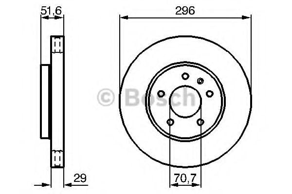 2x BOSCH Disco de freno Delantero Ø296mm Altura: 51,6mm Espesor: 29mm Corona de Agujeros - Ø: 115mm ventilado 0 986 479 267 Compatible con CHEVROLET CAPTIVA C100, C140, OPEL Antara A L07, VAUXHALL