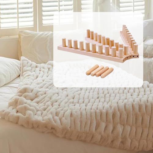 Wooden Chunky Yarn Blanket kit Large 45'' Chunky Yarn Knitting, Hand Knitting Looms Adjustable Length for Chunky Blanket Christmas Gifts for Blanket Throws Knitting(Wooden) (45") - Image 7