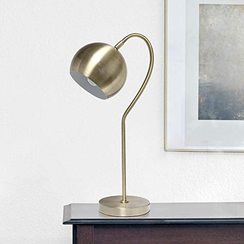 Lalia Home Decorative Mid Century Curved Table Lamp With Dome Shade, Antique Brass #TOP3