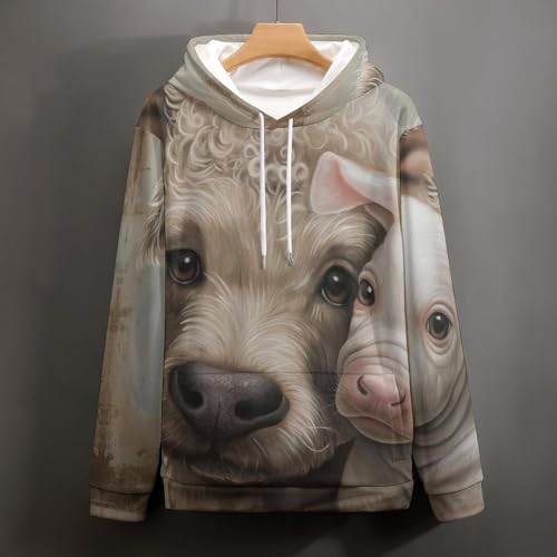 Sweat à capuche vache blanche fini les pulls froids et inconfortables