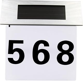 Solar Address Sign Solar Lighted Address Sign House Number Stainless Steel Solar Powered Illumination Alphanumeric Number Light Lighted House Numbers