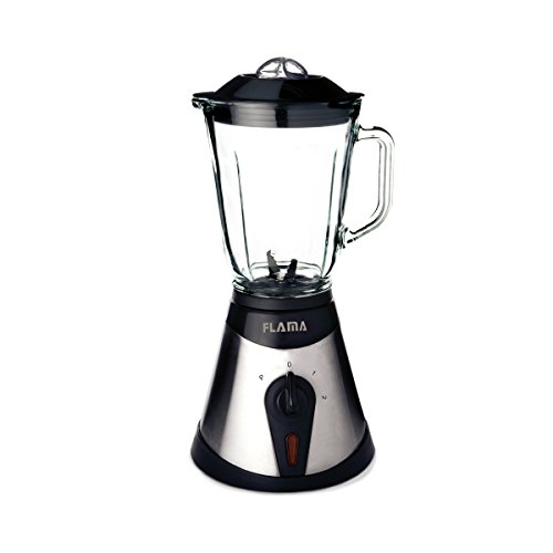 Flama Batidora de Vaso Acero Inoxidable 2203FL, 300W, 2 Velocidades y Función Pulse y Pica Hielo, Capacidad de 0,8 L, Láminas en Acero Inoxidable, Tapa con Vaso Dosificador
