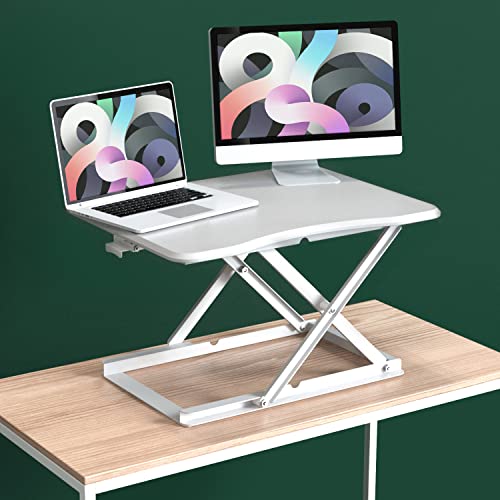 ZINUS Molly 28 Inch Standing Desk with Adjustable Height / Desktop Workstation / Desk Converter / No Assembly, White ZINUS Molly 28 Inch Standing Desk with Adjustable Height / Desktop Workstation / Desk Converter / No Assembly, White