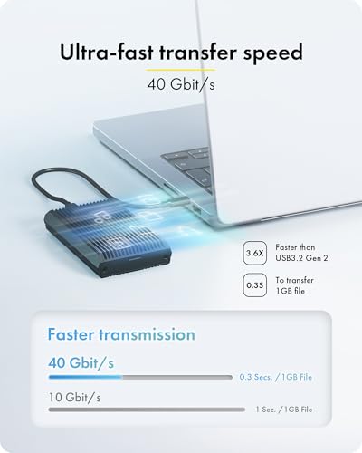 Image of 40Gbps M.2 NVMe SSD Enclosure, ICY BOX M.2 Enclosure Support SSD M /B+M Key Size 2280 /2260 /2242 /2230 Compatible with Thunderbolt 4 /3 /USB4 /3.2 /3.1, Tool-Free Aluminum Thunderbolt 4 Enclosure