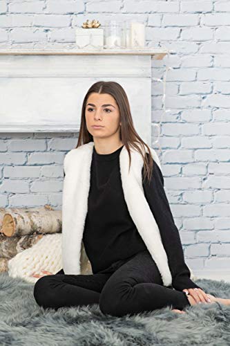 Luxe L 100% Faux Rabbit Fur Vest Soft Comfortable Plush Modern Fur Vest With Hook-Eye Closure, Off-White, Large #TOP3