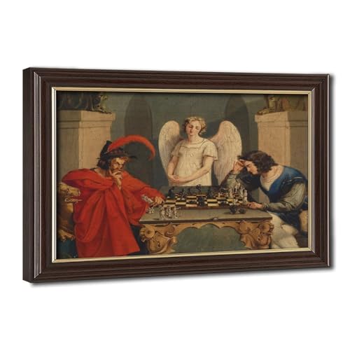 Toile Faust et Méphistophèles jouant aux échecs pour décoration murale de salon ou bureau