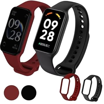 kIT 2 Pulseira para MI Band 8 Active Preto e Vinho Marsala Bracelete em Silicone TPU Regulavel Macia Confortavel e Regulagem para Vários Tamanhos