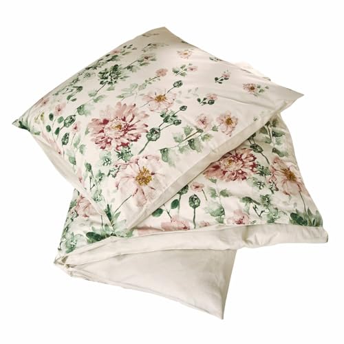 Loberon Bettwäsche Brinalie, Zartes Blumenmuster, Rückseite Unifarben, Romantischer Look, Weiche Haptik, Schlafzimmertextilien, Baumwolle, bunt