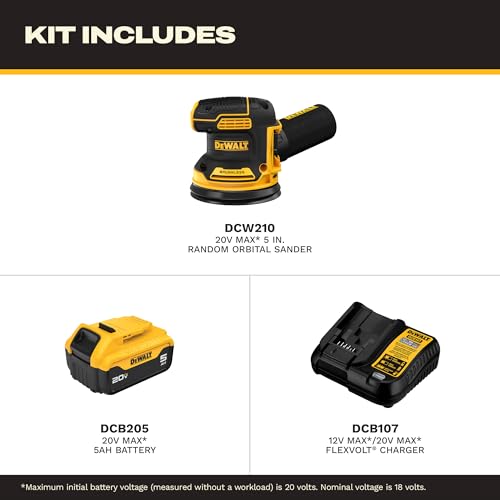 DEWALT 20V MAX Random Orbital Sander Kit (DCW210P1) | Variable-speed control, brushless motor, dust collection - image 2