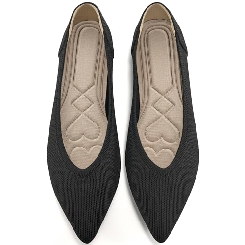HARENCE Knit Memory Foam Ballet Flats