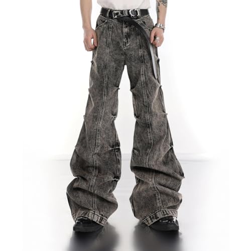 Men's Vintage Flared Leg Denim Jeans Streetwear Trendy Fashion Loose fit Denim Pants2