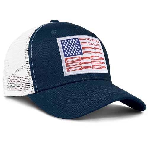 Image of Adjustable State Flag Trucker Hat Mesh Baseball Cap with Embroidered Patch for Men Women