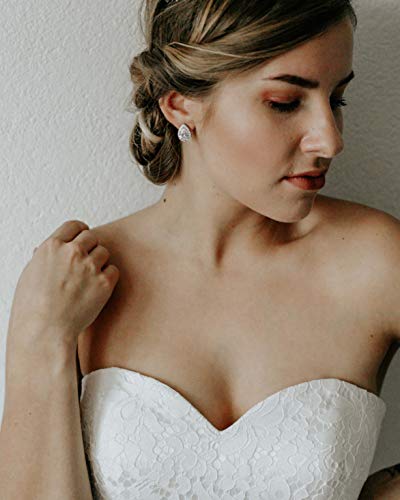 SWEETV Teardrop Bridal Earrings for Wedding, Prom - Elegant Cubic Zirconia Stud Earrings for women, brides, bridesmaids3
