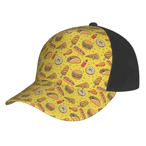 VOSERY Gorra de béisbol ajustable para mujer y hombre, diseño de hamburguesa con salsa de tomate y ketchup, gorra de béisbol para papá, gorra de camionero, para mujeres y hombres, color negro